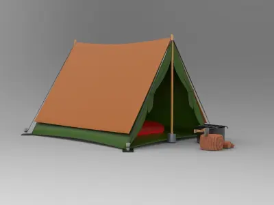 Camp Scene Low-poly 3D model