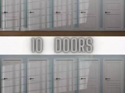 10 INTERIOR DOORS Low-poly 3D model