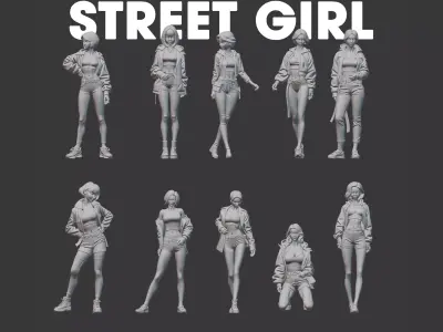Street style figure set for diorama pack 2 3D print model