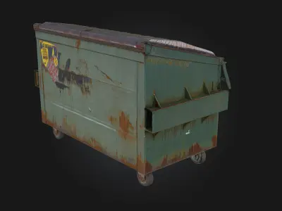 Rusty Green Dumpster  Urban Decay in Grimy Detail 3D model