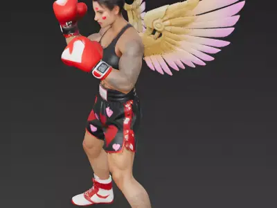Valentine Vixen Angel Boxer Character 3D Model Low-poly 3D model