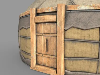 Old Mongolian Yurt House Low-poly 3D model