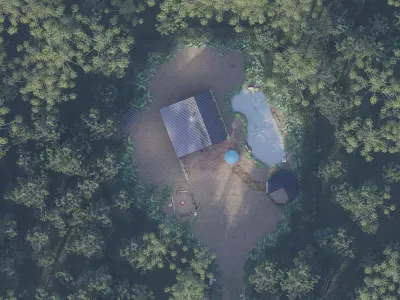 Modern A-Frame Cabin in Forest 3D model