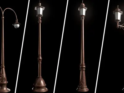 Street Light Low-poly 3D model 11