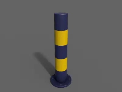 PBR Bollard BlueYellow Low-poly 3D model