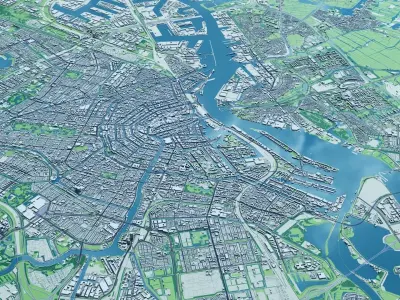 Amsterdam with Terrain 3D model