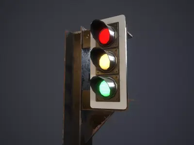Traffic Light Low-poly 3D model 12