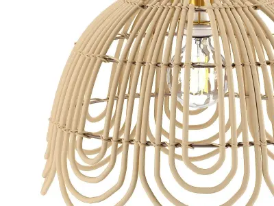 Rattan pendant light flower shape 3D model
