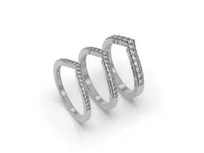 3 Rings Light Modern Diamond - Jewelry 3D - AN-615 3D print model