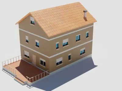 Family house 3D low poly Low-poly 3D model