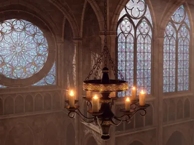 Modular Gothic Cathedral Low-poly 3D model