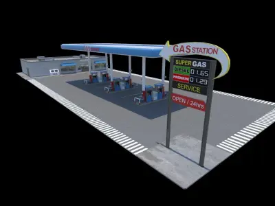 Gas Station JahazArt Low-poly 3D model