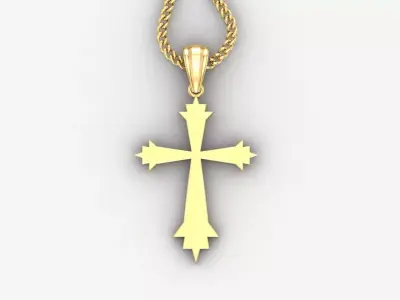 Light Gold 18K Cross Pendant 1CP004 3D print model