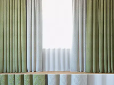 Curtains 105 Curtains with Tulle Jacquard Fabric Lazarus 3D model