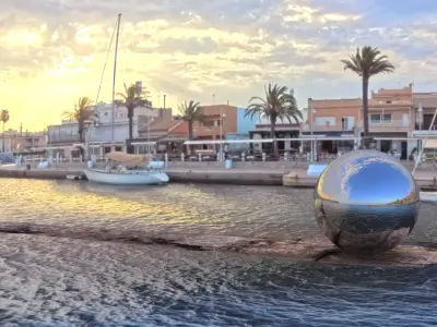 Mediterranean Marina Sunset  360 HDRI Sky and Seaside Village Low-poly 3D model