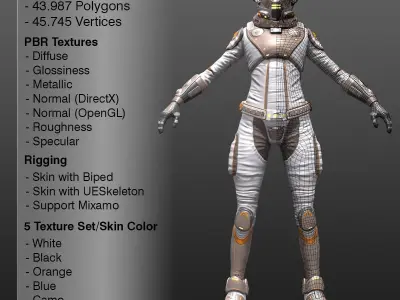 Mars Suit - Female Low-poly 3D model