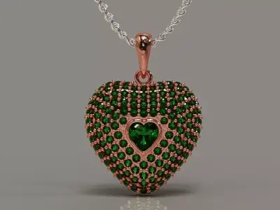 Elegant Pave-Set Heart necklace - Premium Jewelry Design 3D print model