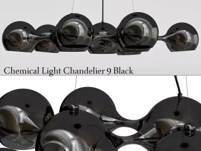 Chemical Light Chandelier 9 Black 3D model