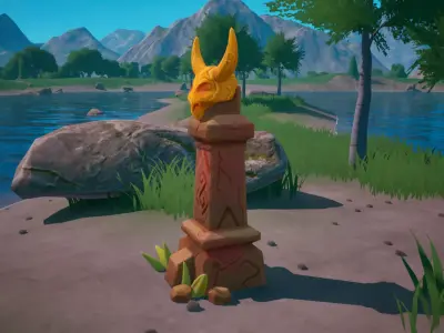 Stylized Skull Totem PBR Game Ready Low-poly 3D model