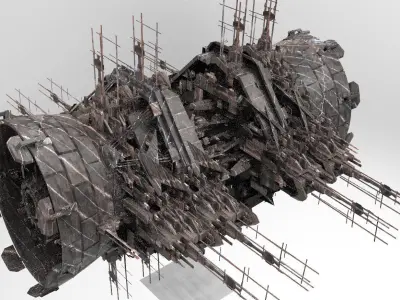 Mega Sci-Fi city Prison ship 3 3D model