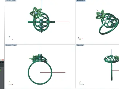 Solitaire Wedding Engagement Women Light Weight Flower Rings 3D print model 9
