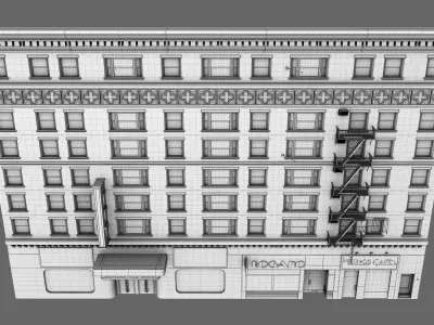 Art Deco Building Street High Polygon 3D model