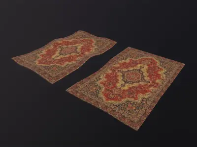 Persian Carpet Design 3D Model Low-poly 3D model