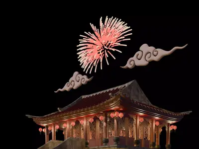 Chinese New Year Traditional House Building  3D model