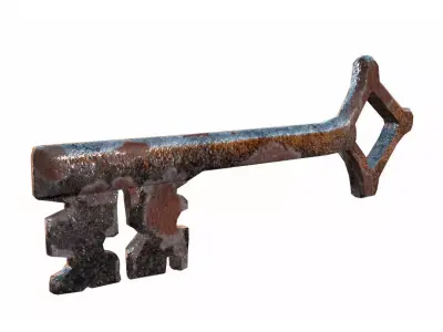 Medieval key Low-poly 3D model