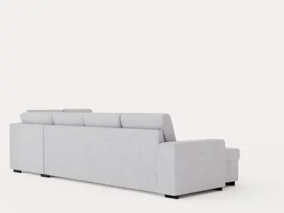 Link U Sofa Large With Divan Left Light Gray Low-poly 3D model