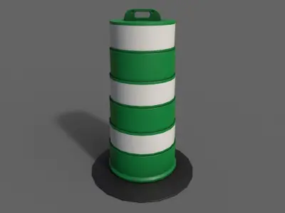 PBR Traffic Drum Barrel Green Low-poly 3D model