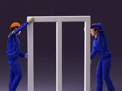 builders with window 1090 3D model