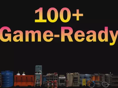 100 realistic MEGA props pack Low-poly 3D model