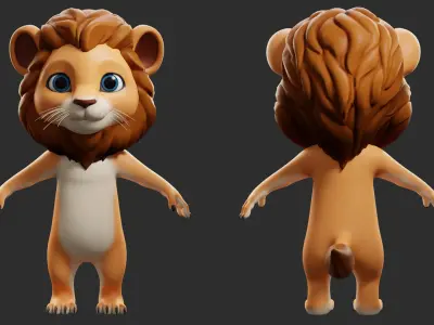 Cartoon Lion - Topology + UV Map