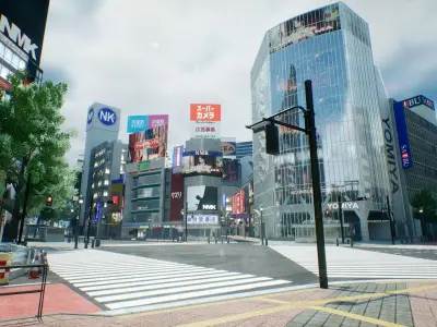 Shibuya - Crossing and surrounding areas Low-poly 3D model