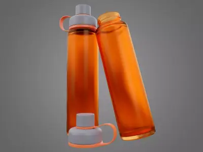 Orange Water Bottle Low-poly 3D model