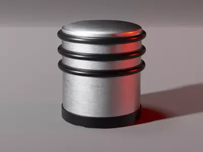 Brushed Metal Door Blocker - Rubber Rings And Bottom Free 3D model