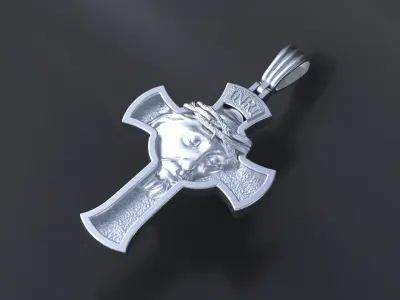 Cross with the image of Jesus cnc model or  3D print model