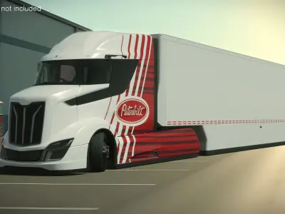  Peterbilt Supertruck 2 with Trailer Rigged for Cinema 4D 