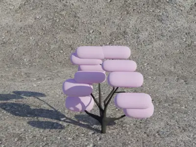 Sci-Fi Fantasy Low-Poly Game-Ready Sakura Tree Low-poly 3D model