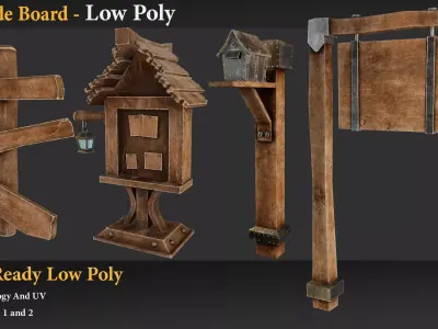 Guide Board Low poly Low-poly 3D model