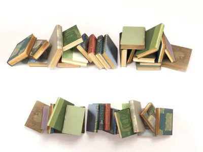 Scattered books on the floor set 4 3D model
