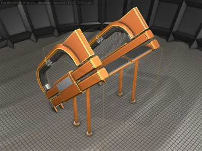 Sci-Fi Stairs - 4 - Orange Version Low-poly 3D model