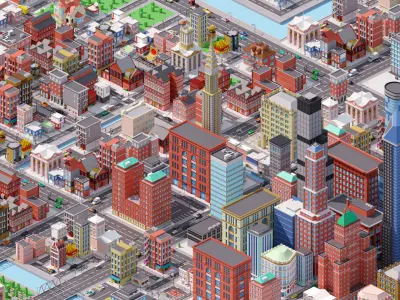 City 4 Low-poly 3D model
