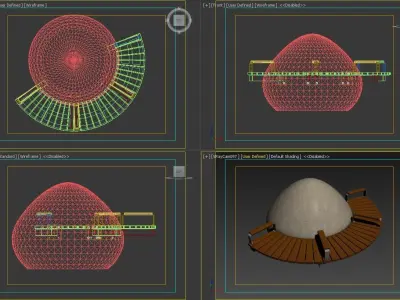 Balauwood Curved Outdoor Bench 3D model