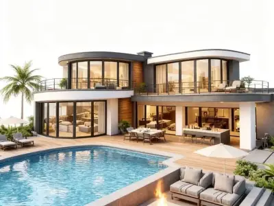 Luxury Curved Villa Architectural 3D Model 3D model purchase