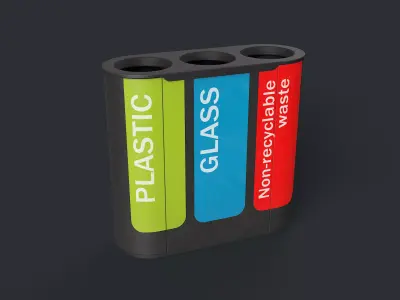 Street Trash Can 29 PBR Game Ready Low-poly 3D model