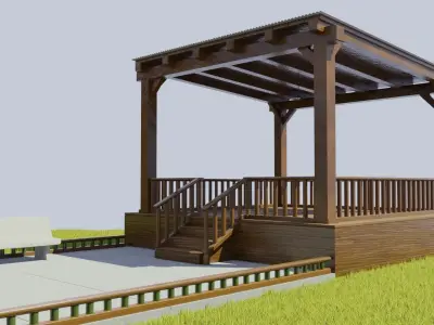 Wood Buildings 3D model