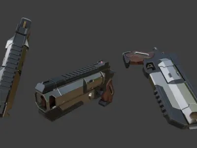 SciFi Pistol Low-poly 3D model