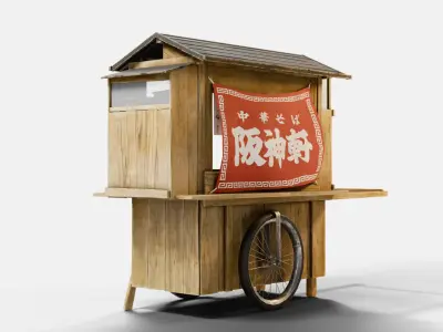 Ramen Stall Hanshinken Low-poly 3D model